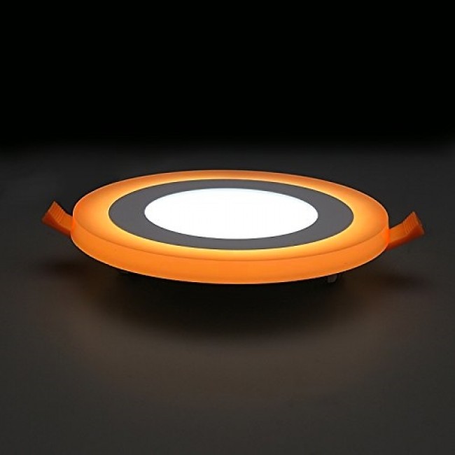 LED two color panel light - teplý bielý kruhový LED-panel s oranžovým svetelným okrajom 3+3W
